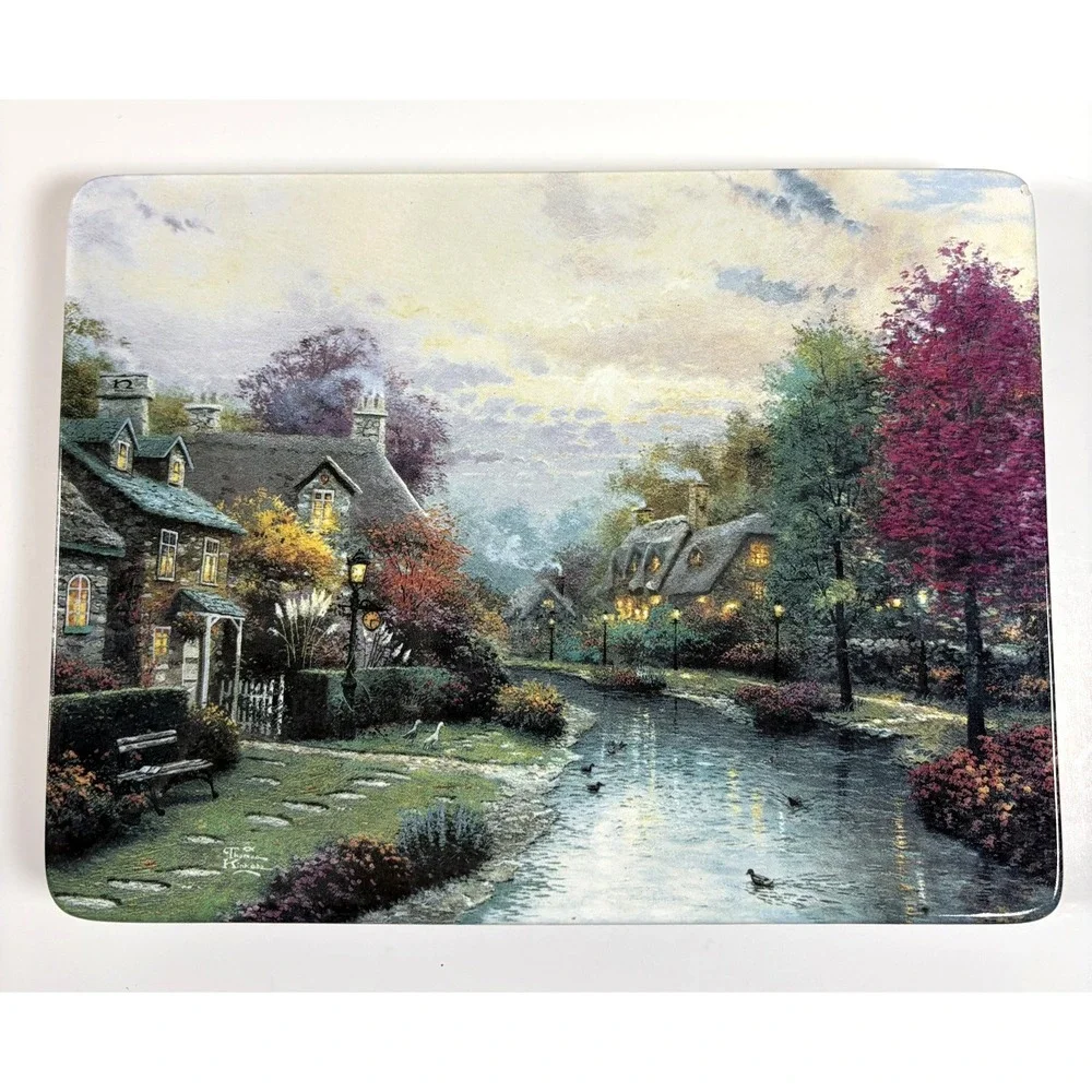 3 Thomas Kinkade Lamplight Brooke-County-Lane Plates Bradford Exchange 1997 READ